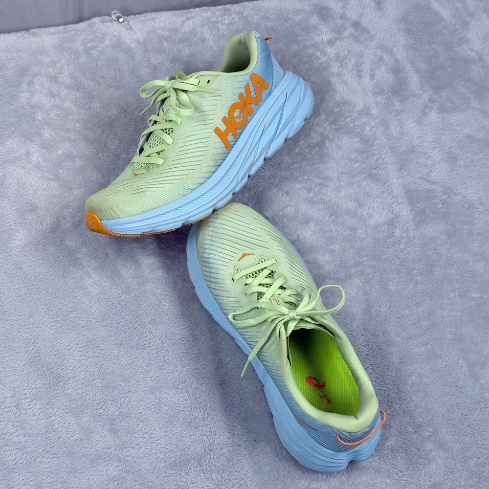 Hoka One One Rincon 3 Road Running Shoes Women 9D Wide Blue Green Athletic
